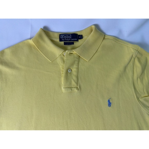 Polo Ralph Lauren Custom Fit‎ Polo Shirt Pony Short Sleeve Cotton Yellow Medium - Picture 1 of 8